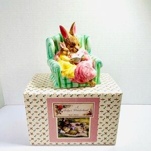 Vintage Bank By Markings - Susan Wheeler Mama & Baby Bunny Seated In Chair NWB